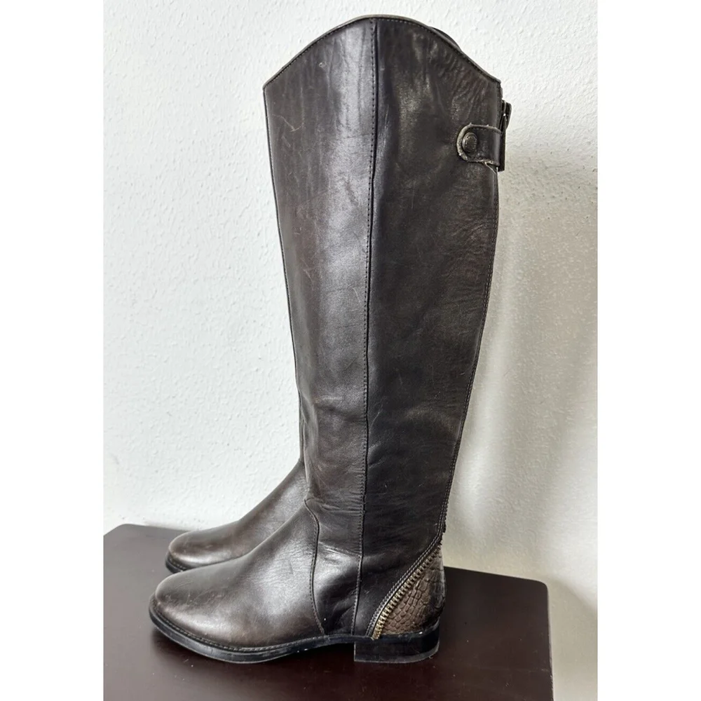 Capezzani Brown Leather Tall Riding Boots Size 39/US 8 Made In Italy Pull On